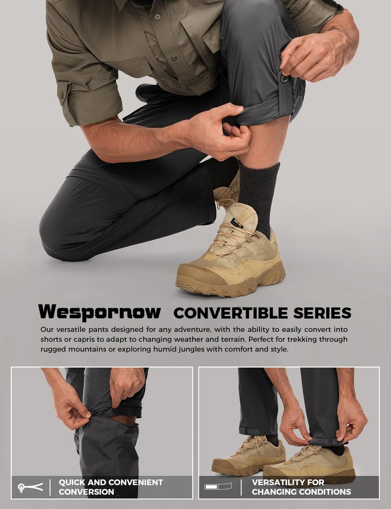 Wespornow Men's-Convertible-Hiking-Pants Quick Dry Lightweight Zip Off Breathable Cargo Pants for Outdoor, Fishing, Safari (Grey, Small) - Image 4